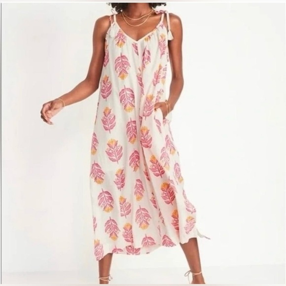 Old Navy 100% Indian Cotton Tie Shoulder Maxi Dress Small - Picture 1 of 14